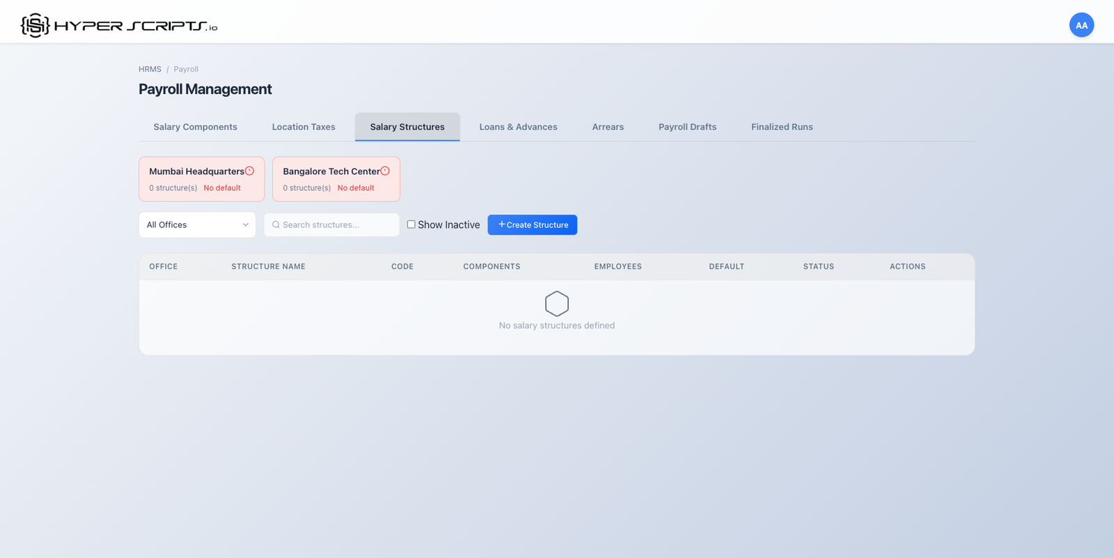 Empty Salary Structures