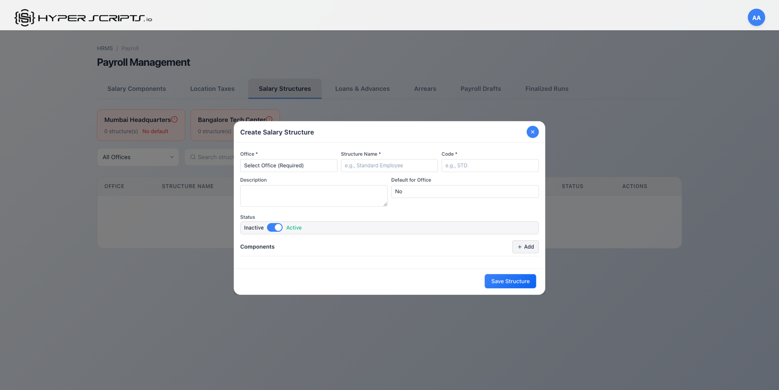 Empty Structure Modal