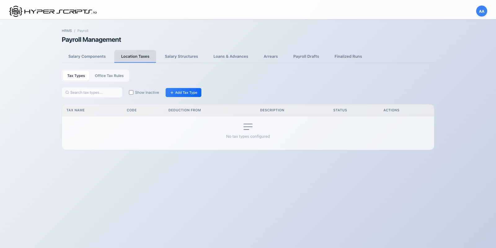 Location Taxes Empty