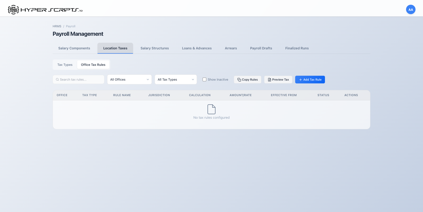 Office Tax Rules Empty