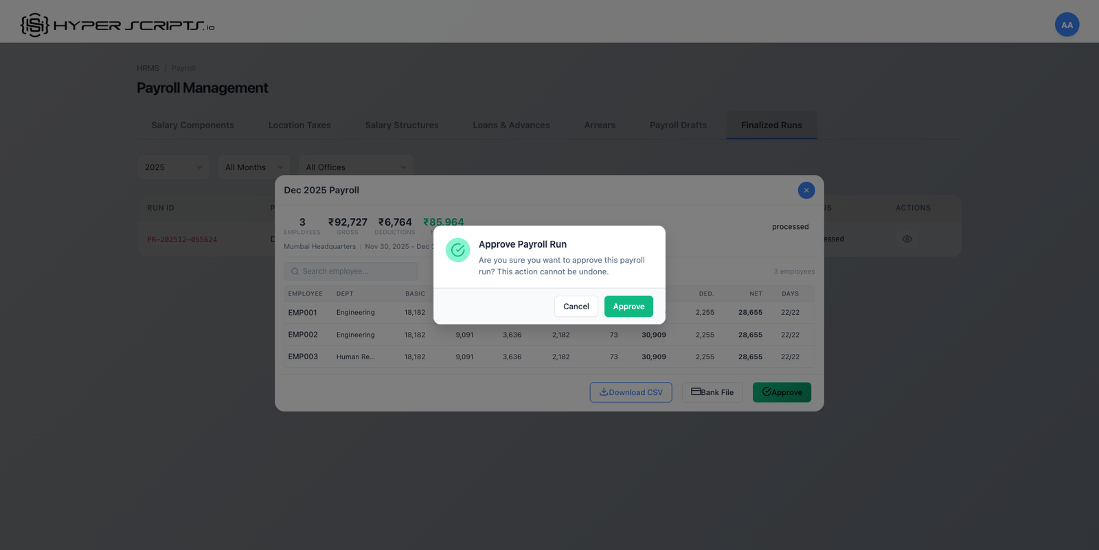 Approve Confirmation