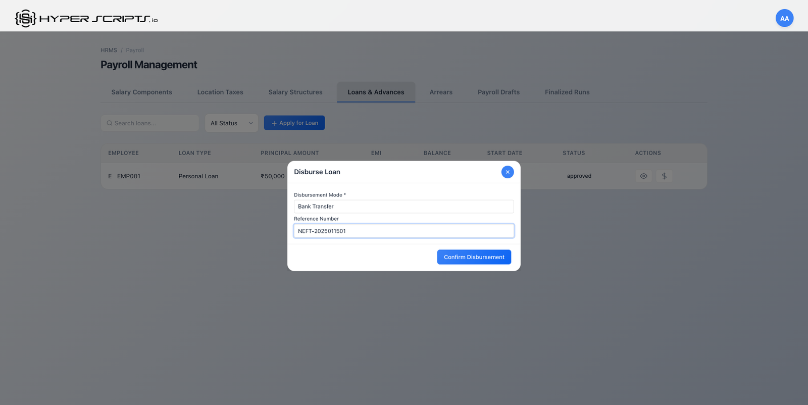 Disburse Loan Filled