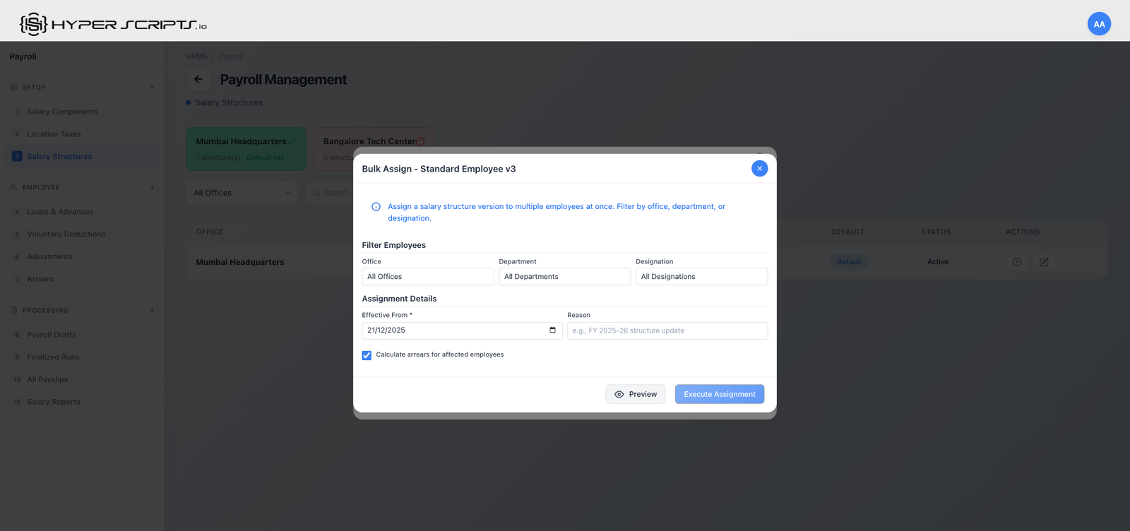 Bulk Assign Version Modal