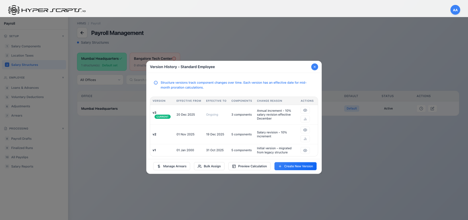 Version History with Actions