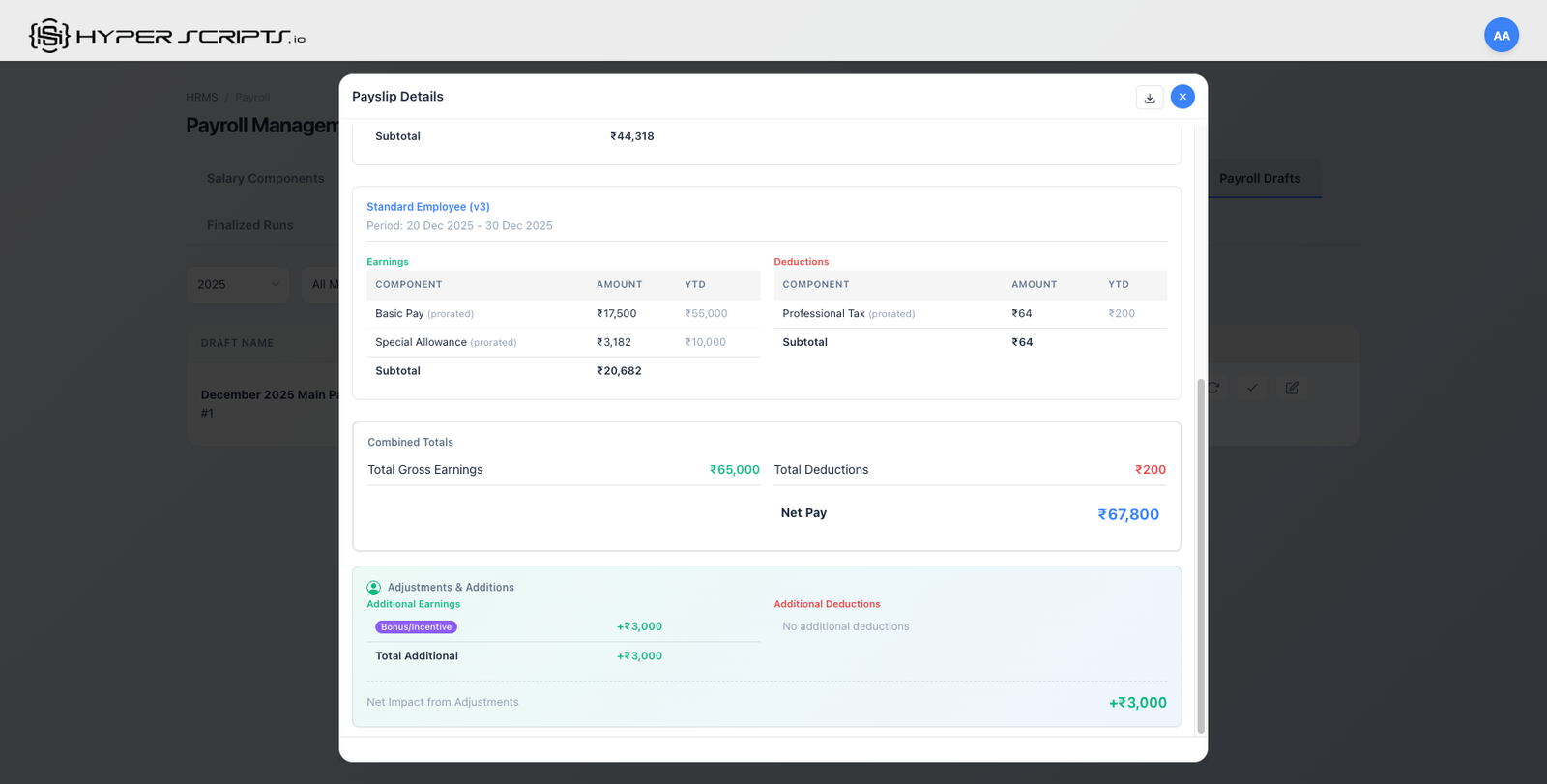 Payslip with Incentive